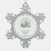 Personalized Woodland Friends Tin Sneeuwvlok Ornament (Voorkant)
