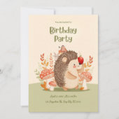 Personalized Woodland Hedgehog Birthday Invitation (Devant)