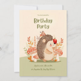 Personalized Woodland Hedgehog Birthday Invitation Kaart
