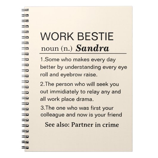Personalized Work Bestie Definition Notitieboek (Voorkant)
