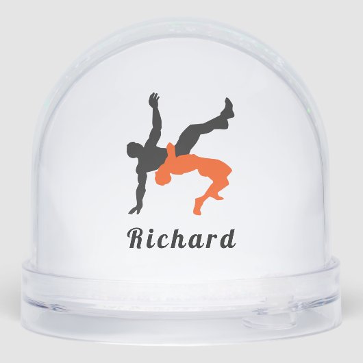 Personalized Wrestling Athlete Snow Globe Gift (Arrière)