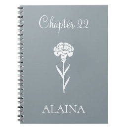 Personalized Year Carnation January Birth Flower  Notitieboek
