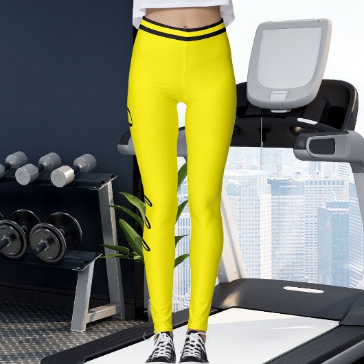 Personalized Yellow And Black Stripes Custom Name Leggings