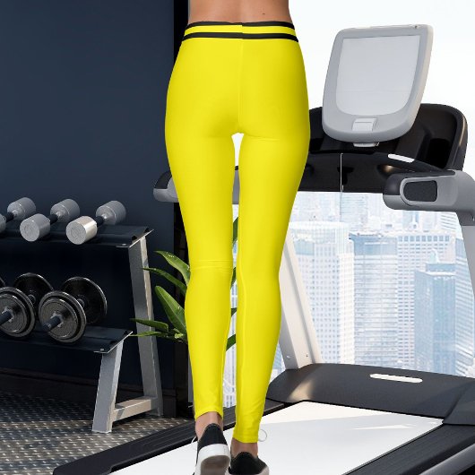 Personalized Yellow And Black Stripes Custom Name Leggings