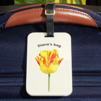 Personalized Yellow and red tulip  Bagagelabel