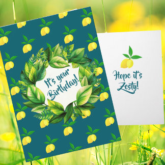 Personalized Yellow Lemons Teal  Kaart