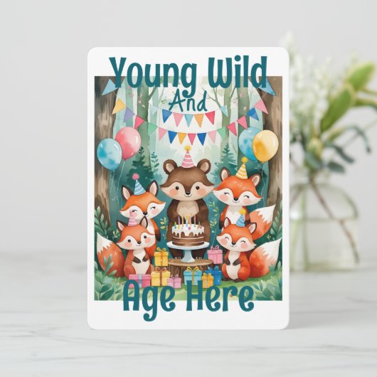 Personalized Young Wild And Age Birthday Party Kaart (Staand voorkant)