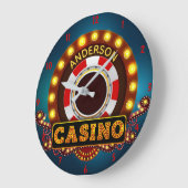 Personalized YOUR NAME Casino Game Room Custom Grote Klok (Hoek)