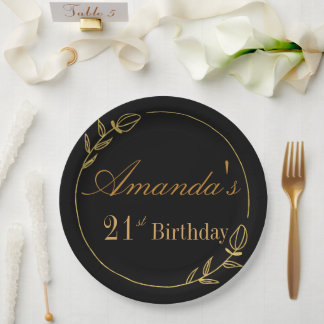 Personalizes Birthday with Golden Frame Papieren Bordje