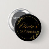 Personalizes Birthday with Golden Frame Ronde Button 5,7 Cm (Voorkant /achterkant)
