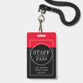 Personeel Alle Access Event Red Black Badge (Voorkant met koord)
