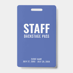 Personeel Backstage Pas Blauwe ID Badge