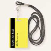 Personeel Backstage Pass Yellow ID Badge (Achterkant met draagriem)