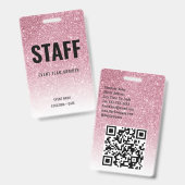 Personeel Custom Event of Concert Pink Glitter Badge (Front & Back)