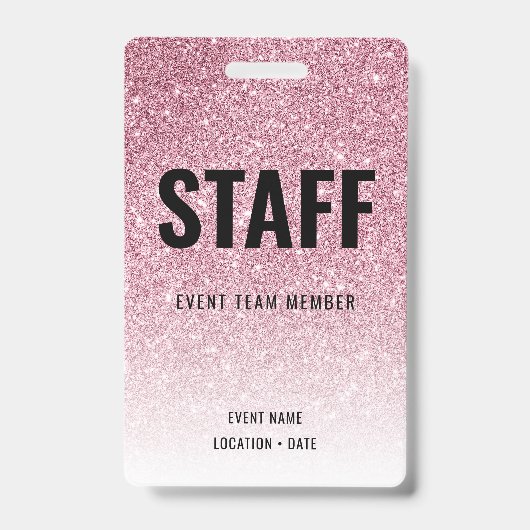 Personeel Custom Event of Concert Pink Glitter Badge (Front)