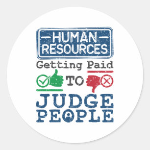 Personeel dat betaald wordt aan rechter mensen ronde sticker