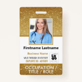 Personeel Foto ID Barcode Logo 14K Gold Glitter Badge (Voorkant)