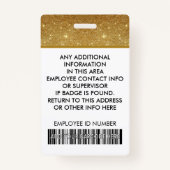 Personeel Foto ID Barcode Logo 14K Gold Glitter Badge (Achterkant)
