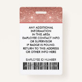 Personeel Foto ID streepjescode Logo Gold Glitter  Badge (Achterkant)