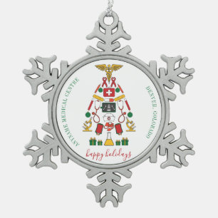 Personeel medisch centrum voor bedrijven tin sneeuwvlok ornament
