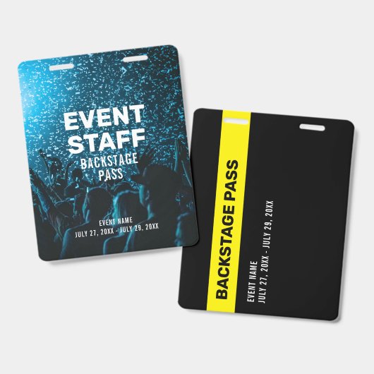 Personeel op evenementen Backstage Pas Foto Achter Badge (Voor- en achterkant)