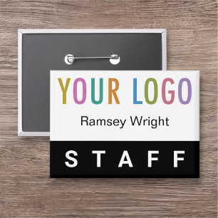 Personeel Pin Achternaam Badge Button met Logo Zwa