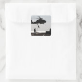 Personeel snel-touw uit een SH-60F Vierkante Sticker (Tas)