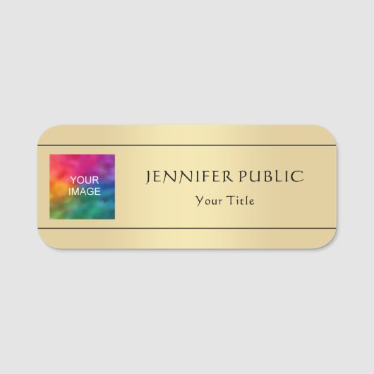 Personeel Uw foto-Afbeelding hier faux Gold Naamplaatje (Voorkant)