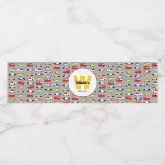 Personeel voor het vervoer van noodvoertuigen waterfles etiket (Enkel label)