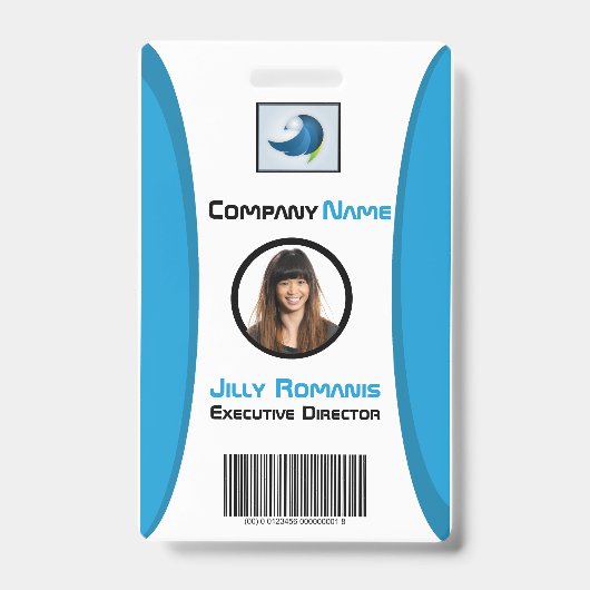Personeels-ID-badge Modern Teal Verticaal Ontwerp Badge (Voorzijde)