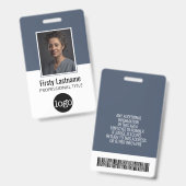 Personeels-ID met foto, streepjescode, logo, naam Badge (Voor- en achterkant)