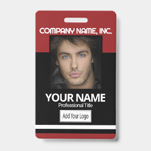 Personeels- / Schoolfoto Badge - Zwart en Donkerro