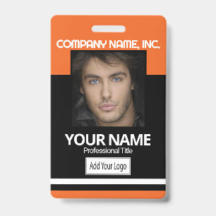 Personeels- / Schoolfoto Badge - Zwart en Oranje