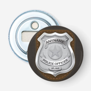 Personeelsagent Sheriff Cop NAME Badge Button Flesopener
