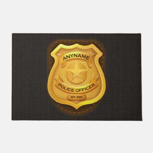 Personeelsagent Sheriff Cop NAME Badge Deurmat (Voorkant)