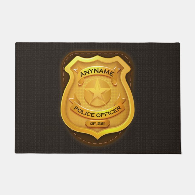 Personeelsagent Sheriff Cop NAME Badge Deurmat (Voorkant)
