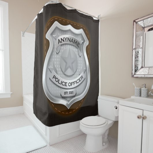 Personeelsagent Sheriff Cop NAME Badge Douchegordijn (In situ)