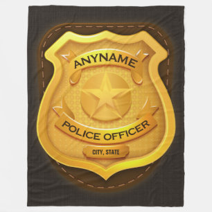 Personeelsagent Sheriff Cop NAME Badge Fleece Deken