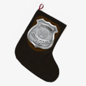 Personeelsagent Sheriff Cop NAME Badge Grote Kerstsok (Voorkant (Hangend))