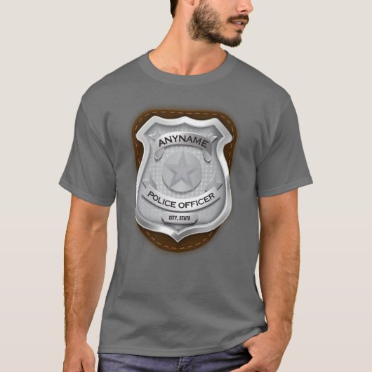 Personeelsagent Sheriff Cop NAME Badge T-shirt (Voorkant)