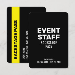 Personeelsbadge evenement backstage pas 3.5" x 5" kaart