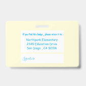 Personeelsbadge met foto voor de schoolcafeteria badge (Achterkant)