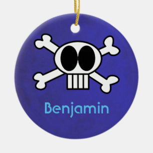 Personeelsbeenderen Cute Skull en Crossbones Keramisch Ornament