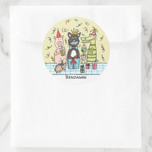 Personeelsdieren Ronde Sticker (Tas)