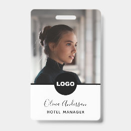 Personeelsfoto ID Bedrijfslogo QR-code Zwart Grijs Badge