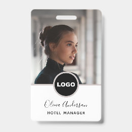 Personeelsfoto ID Bedrijfslogo QR-code Zwart Wit Badge