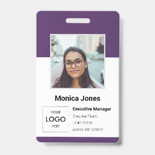 Personeelsfoto ID Paars Badge
