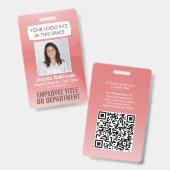 Personeelsfoto ID QR-code Uw logo Roze boog Badge (Voor- en achterkant)