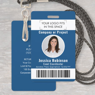 Personeelsfoto ID-streepjescode Klassiek Blauw Toe Badge