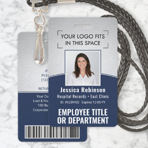Personeelsfoto ID-streepjescode Logo Marine Zilver Badge